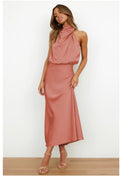 Elegant Satin Sleeveless Dress