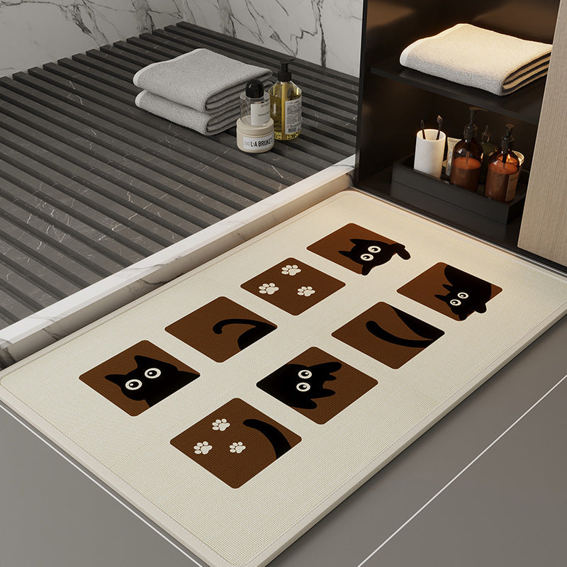 Cute Cartoon Bathroom Mat Absorbent Non-Slip Home Decor