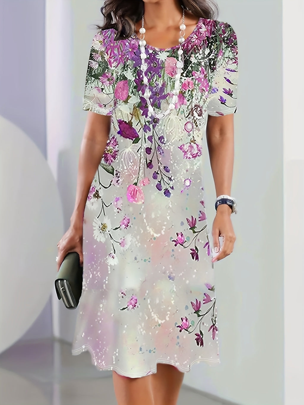 Women 3D Digital Printed Floral Dress