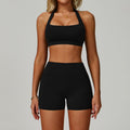 Womens Backless Yoga Fitness Set High-Intensity Sportswear