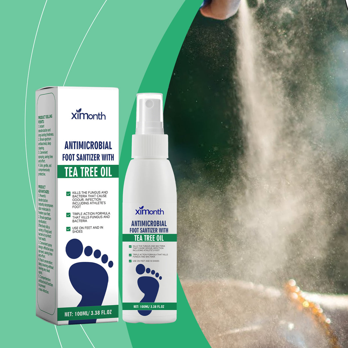 Foot Moisturizing Spray for Dry Feet and Odor Removal