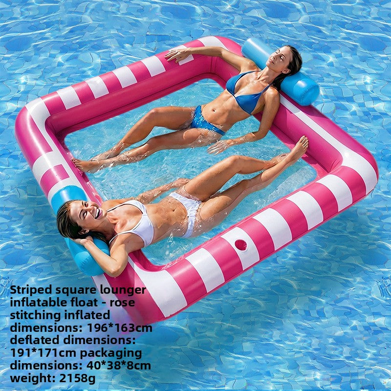 Striped Square Inflatable Lounge Chair Water Float