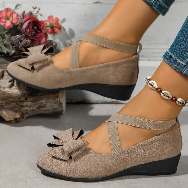 Women's Pointed Toe Suede Wedge Heel Casual Single Shoes