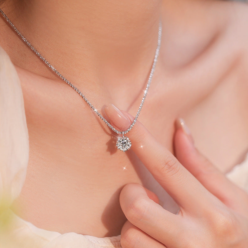Geometric Zircon Pendant Necklace with Adjustable Chain