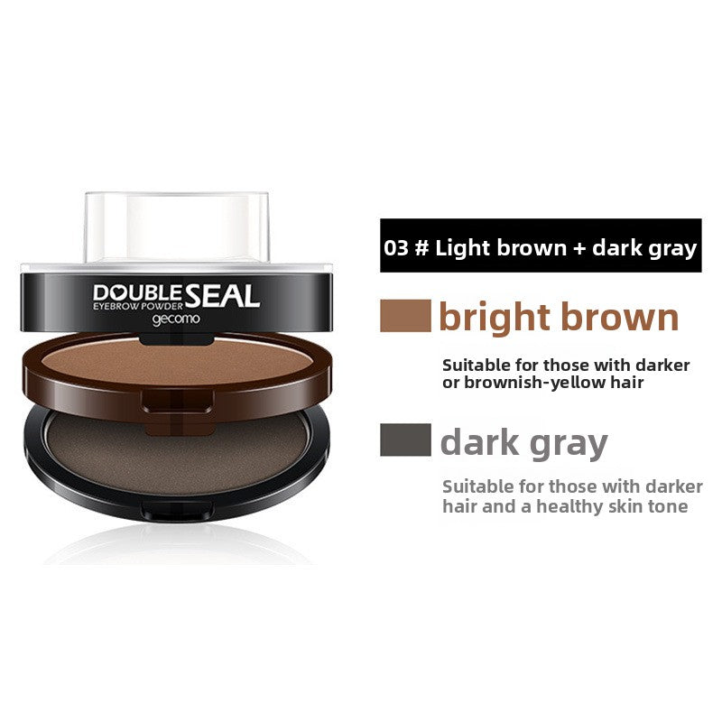Double-layer, double-color lazy-person stamp mascara powder