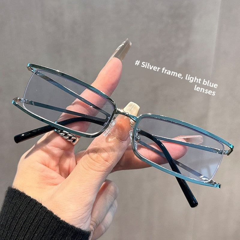 Women's silver metal plain glasses