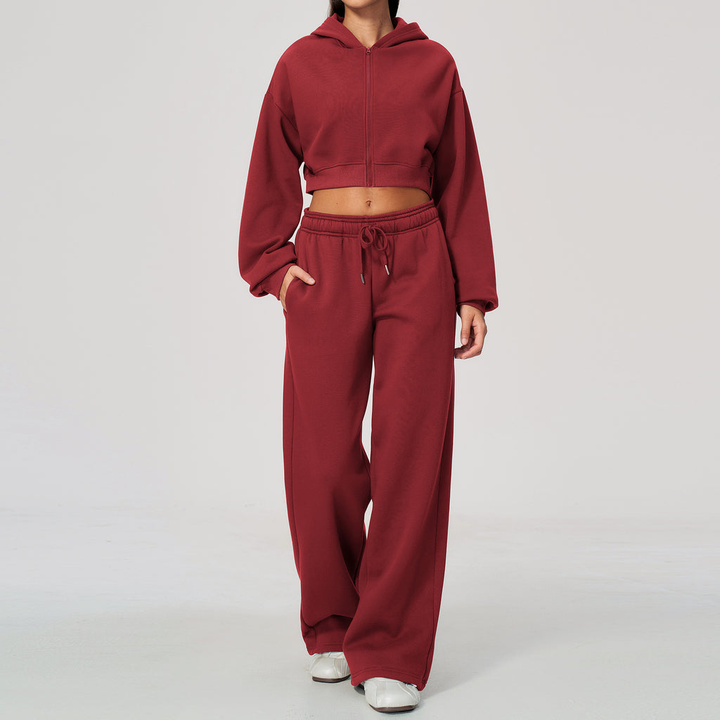 Women's Fleece Lined Zip Up Hoodie and Sweatpants Two Piece Set
