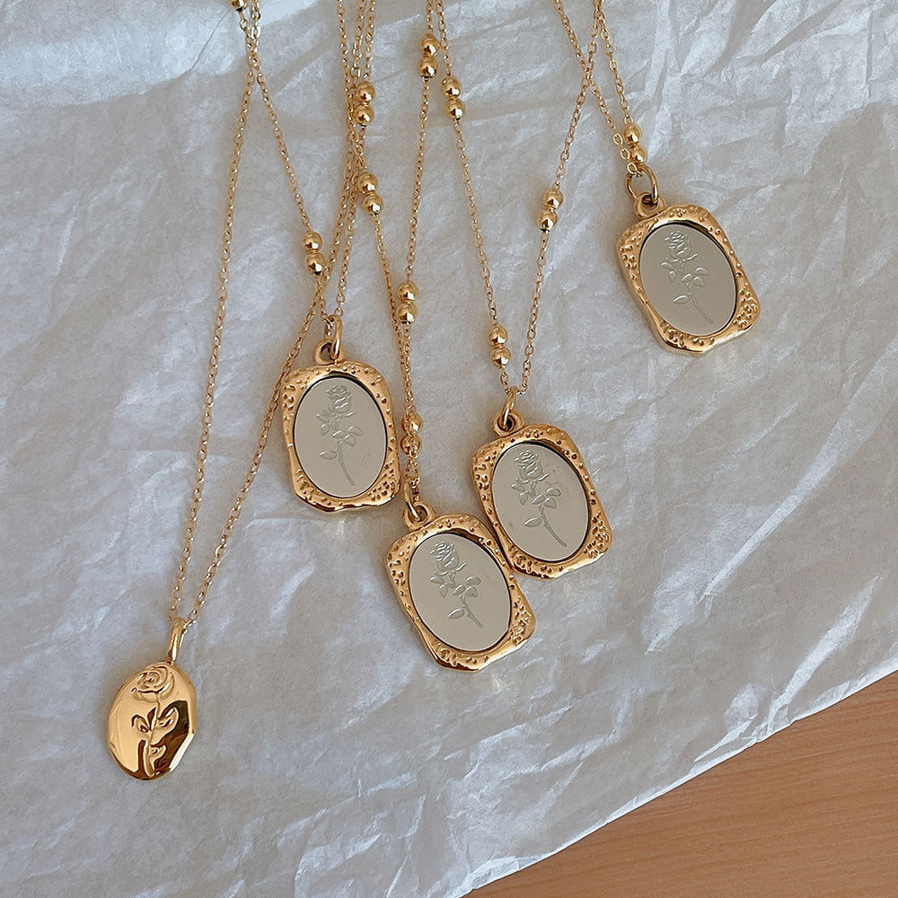 Titanium Steel Color-Preserving Small Mirror Necklace