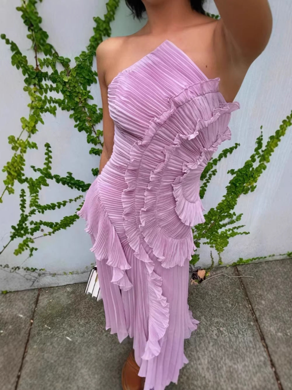 Summer Pleated Halter Neck Backless Dress