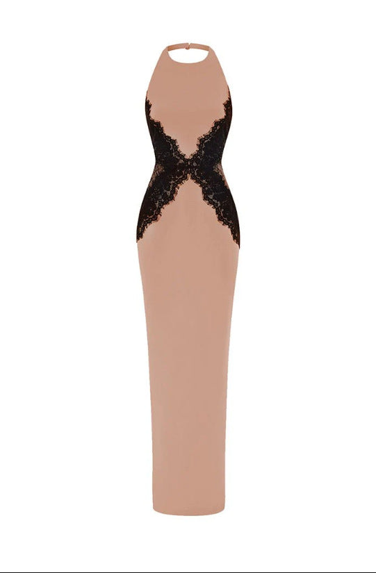 Womens Halter Neck Lace Dress