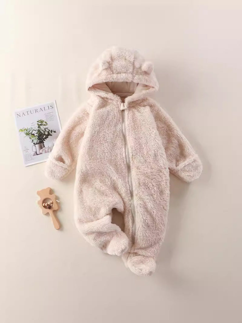 Infant Plush Jumpsuit with Hand and Foot Coverage
