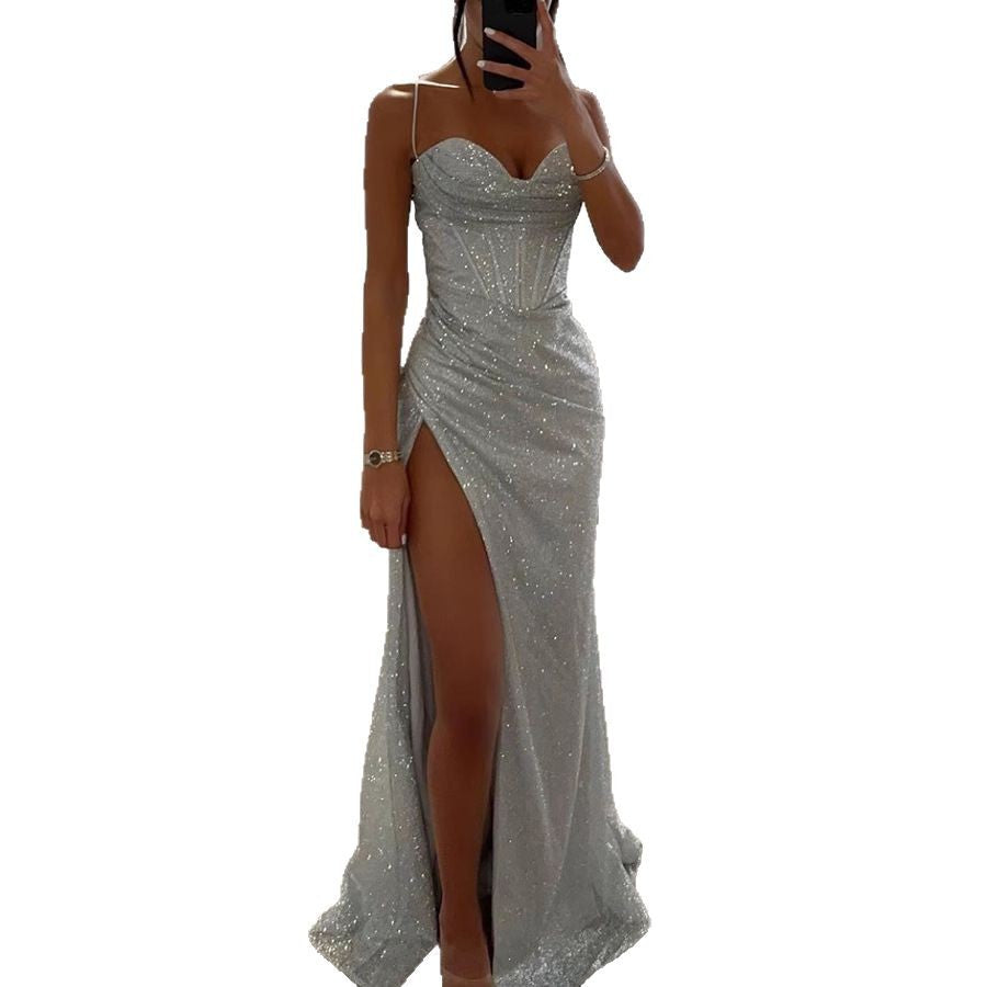 Sling Neck A-Line Long Dress