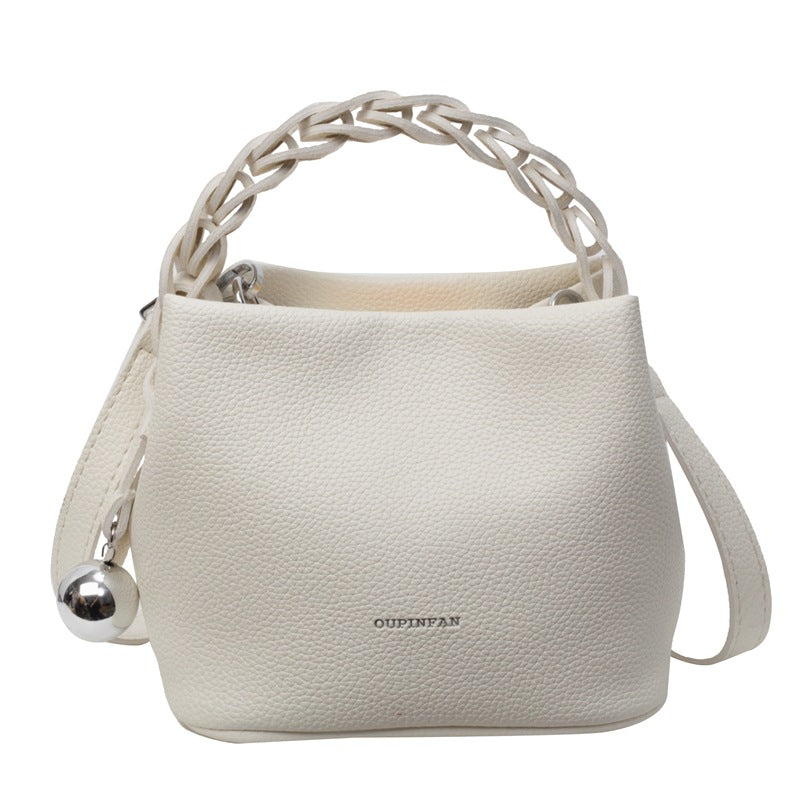 Women Handwoven Bucket Bag Simple Shoulder Crossbody Bag
