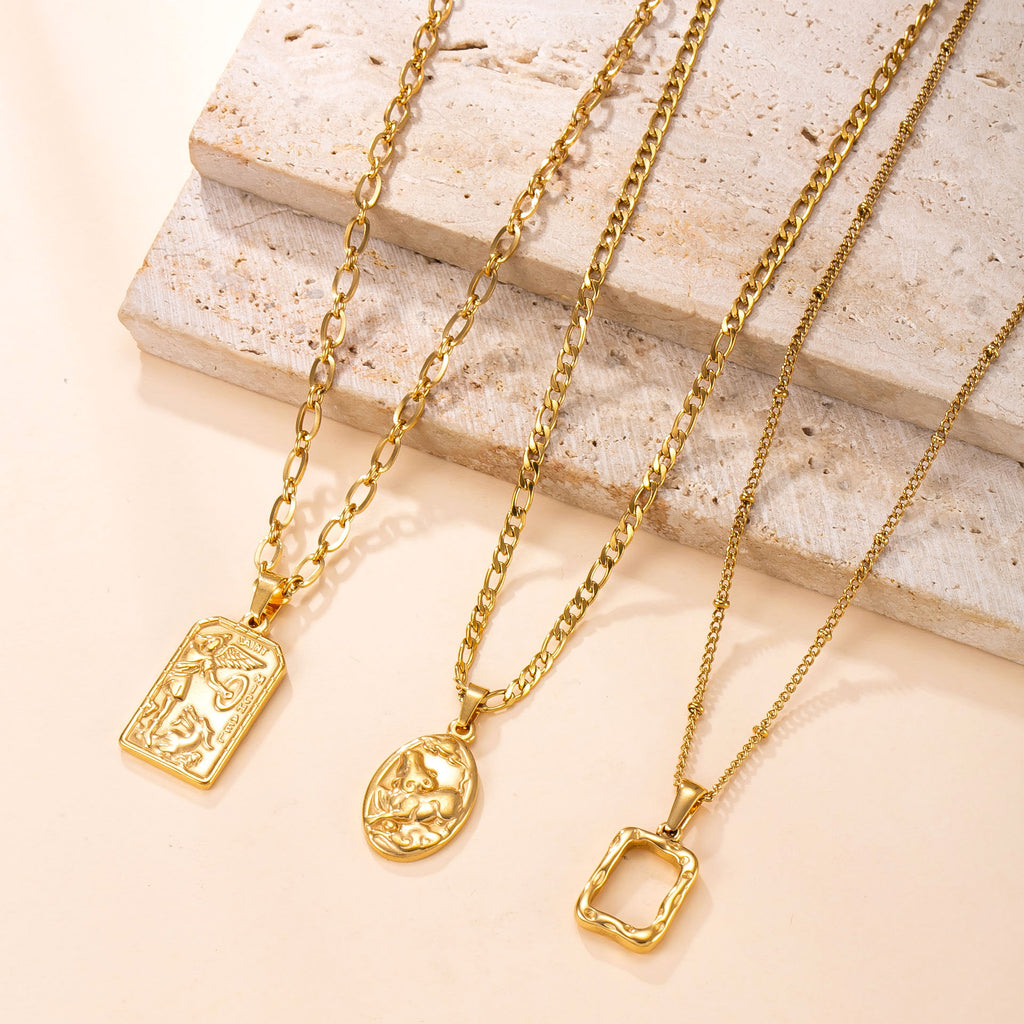 Geometric Layered Stainless Steel Necklace