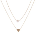 Double-Layer Heart Pendant Imitation Pearl Necklace