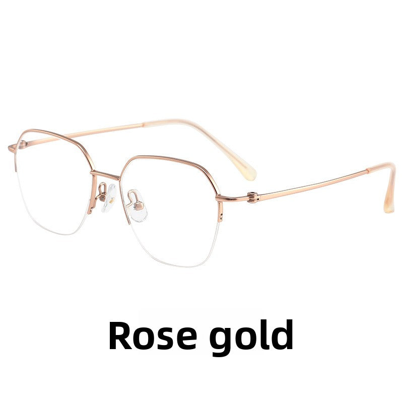 Retro Polygonal Pure Titanium Half-Rim Eyeglass Frame
