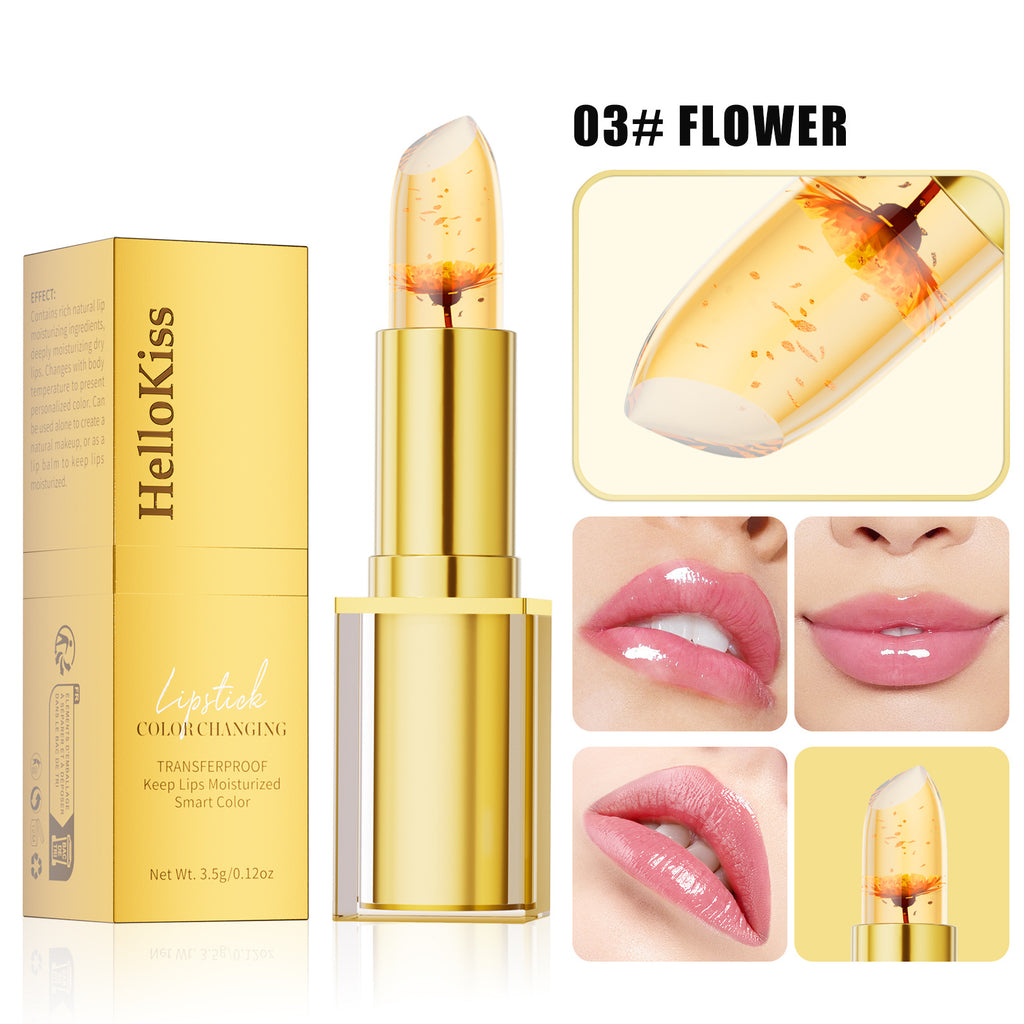 HelloKiss Moisturizing Color Changing Lipstick with Gold and Silver Foil Packaging for Natural Lip Care