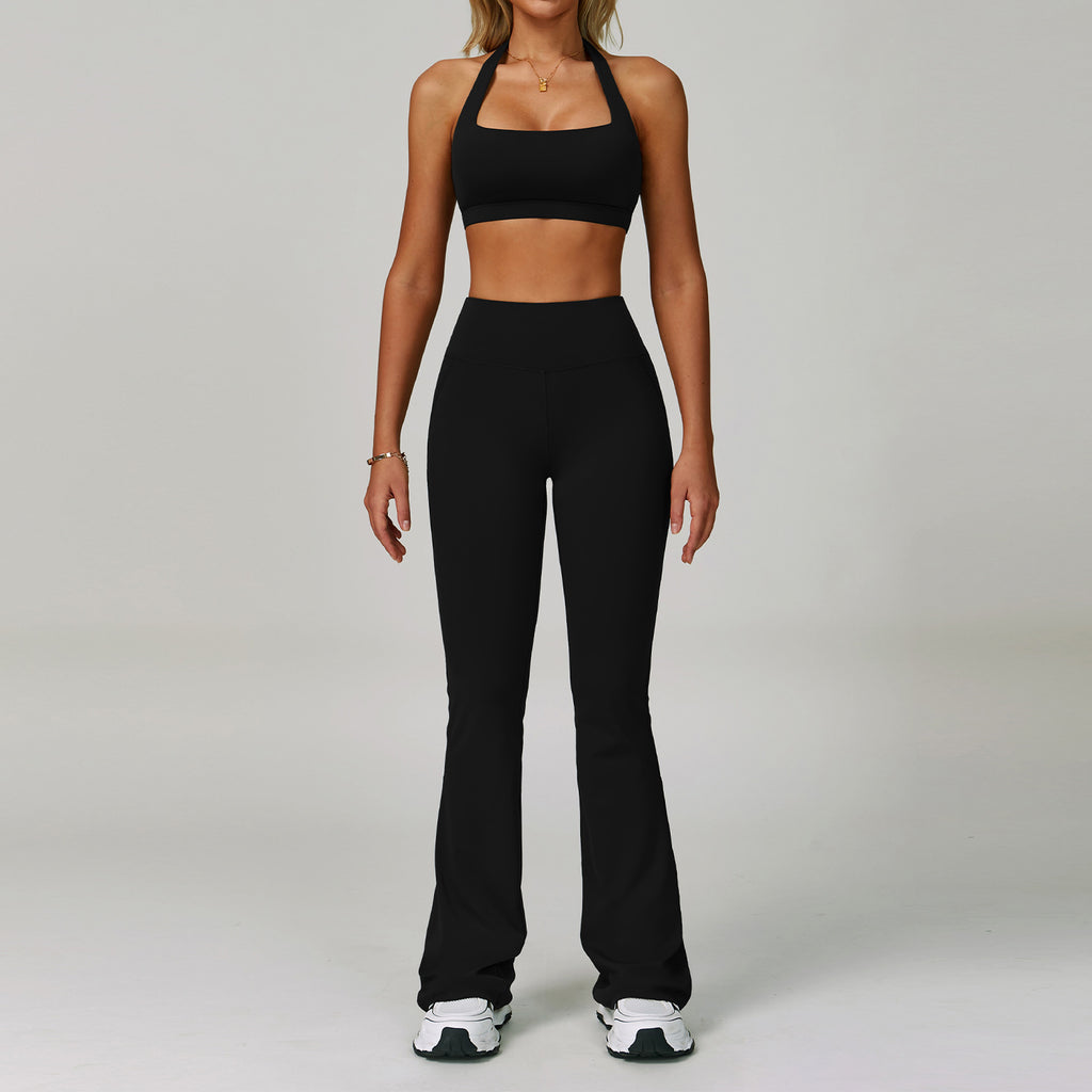 Womens Backless Yoga Fitness Set High-Intensity Sportswear