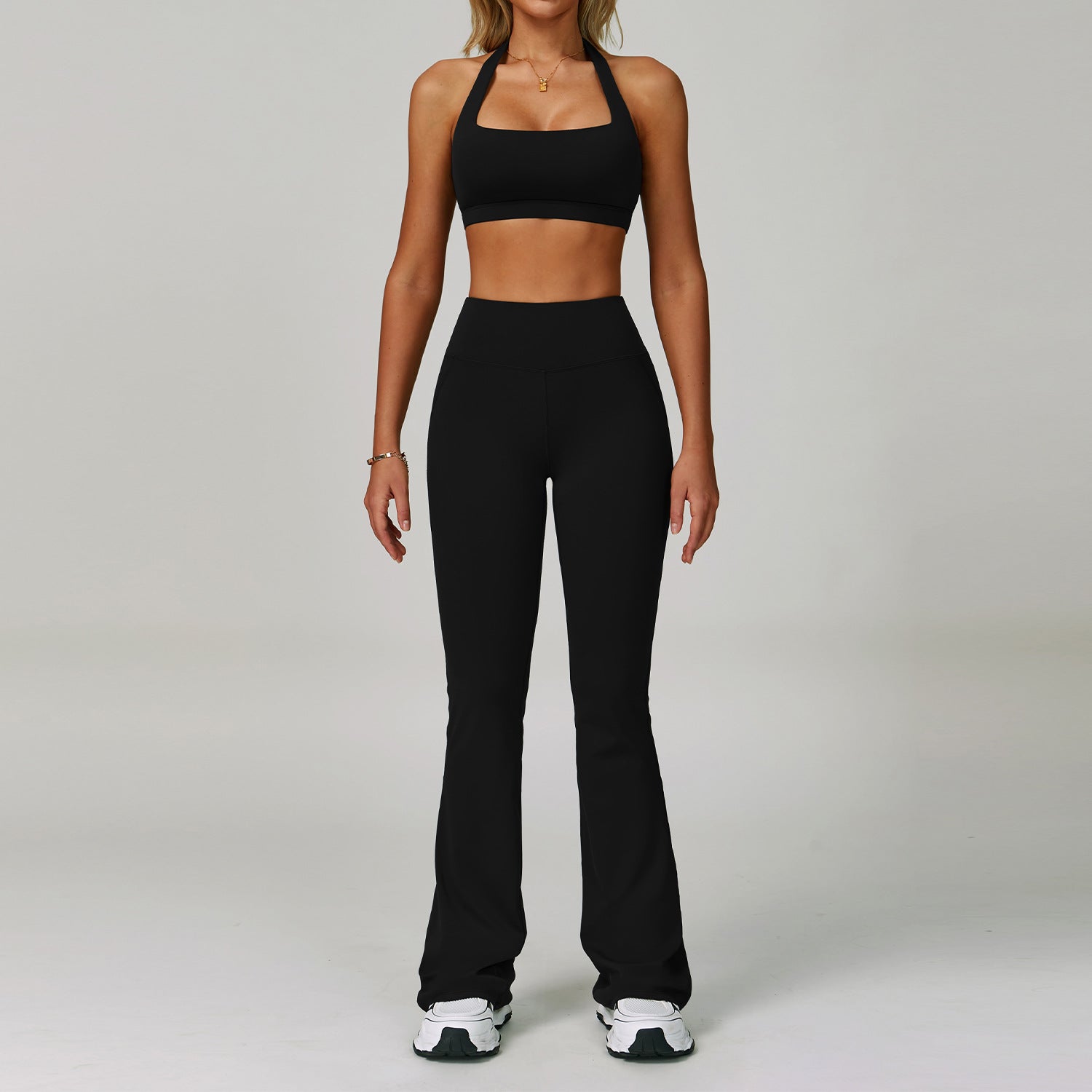 Womens Backless Yoga Fitness Set High-Intensity Sportswear