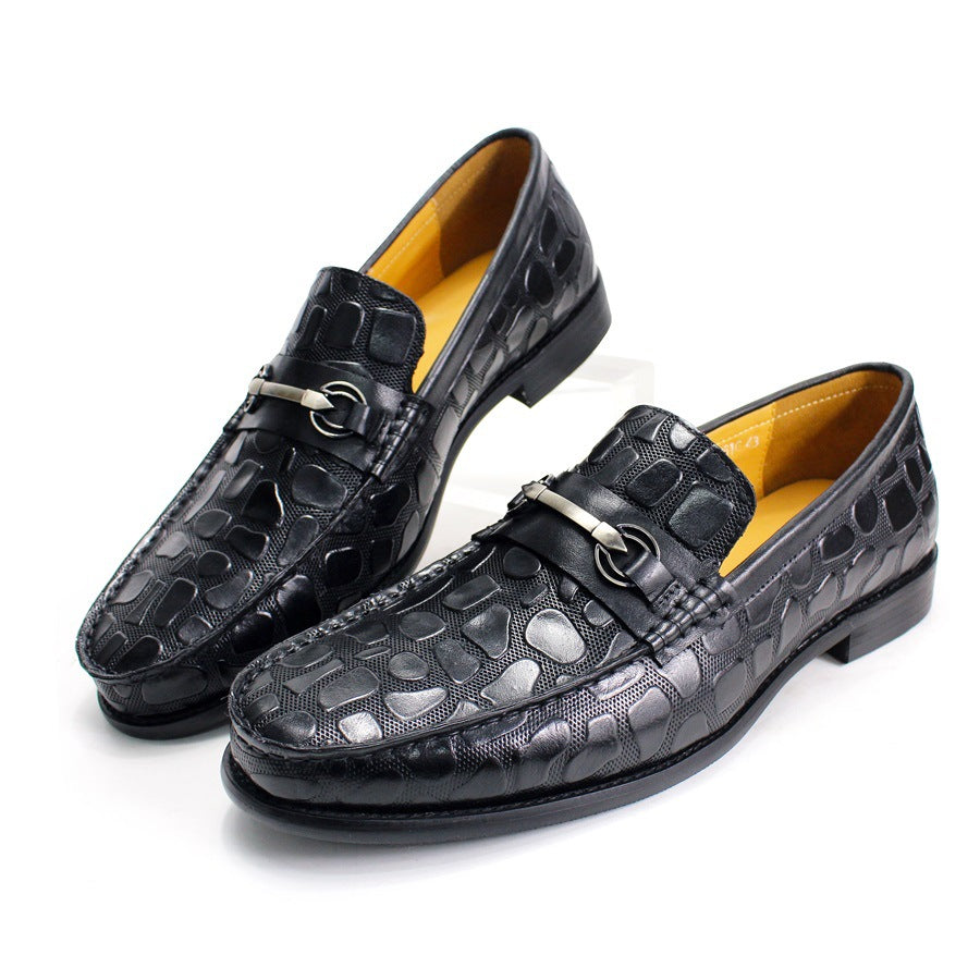 Men's Business Casual Loafers with Crocodile Pattern