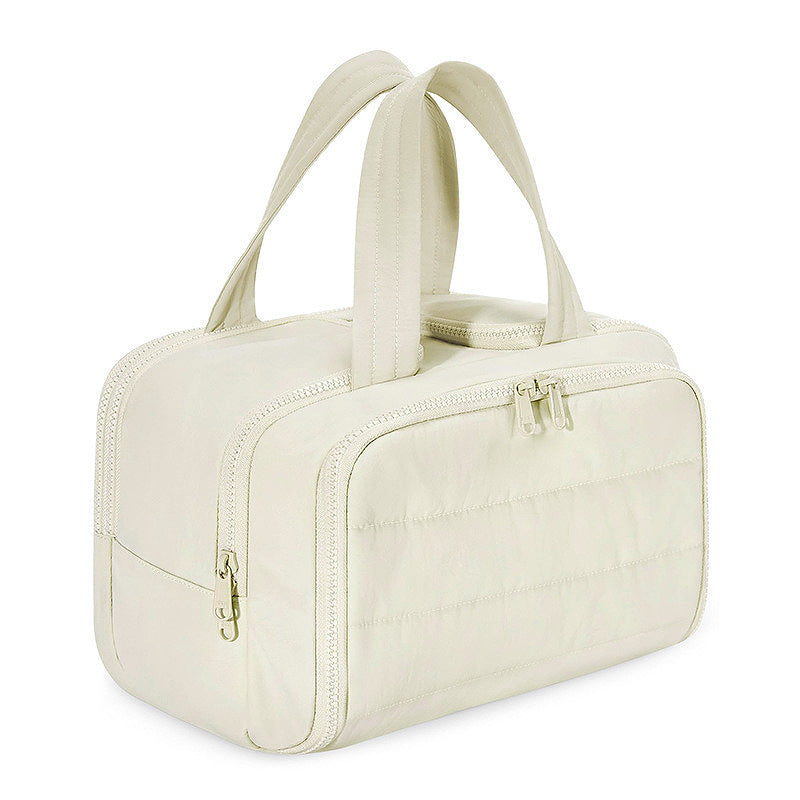 Partitioned Makeup Storage Bag with Wide Opening