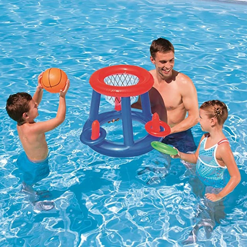Thickened PVC Inflatable Basketball Stand and Ring Toss Game Set
