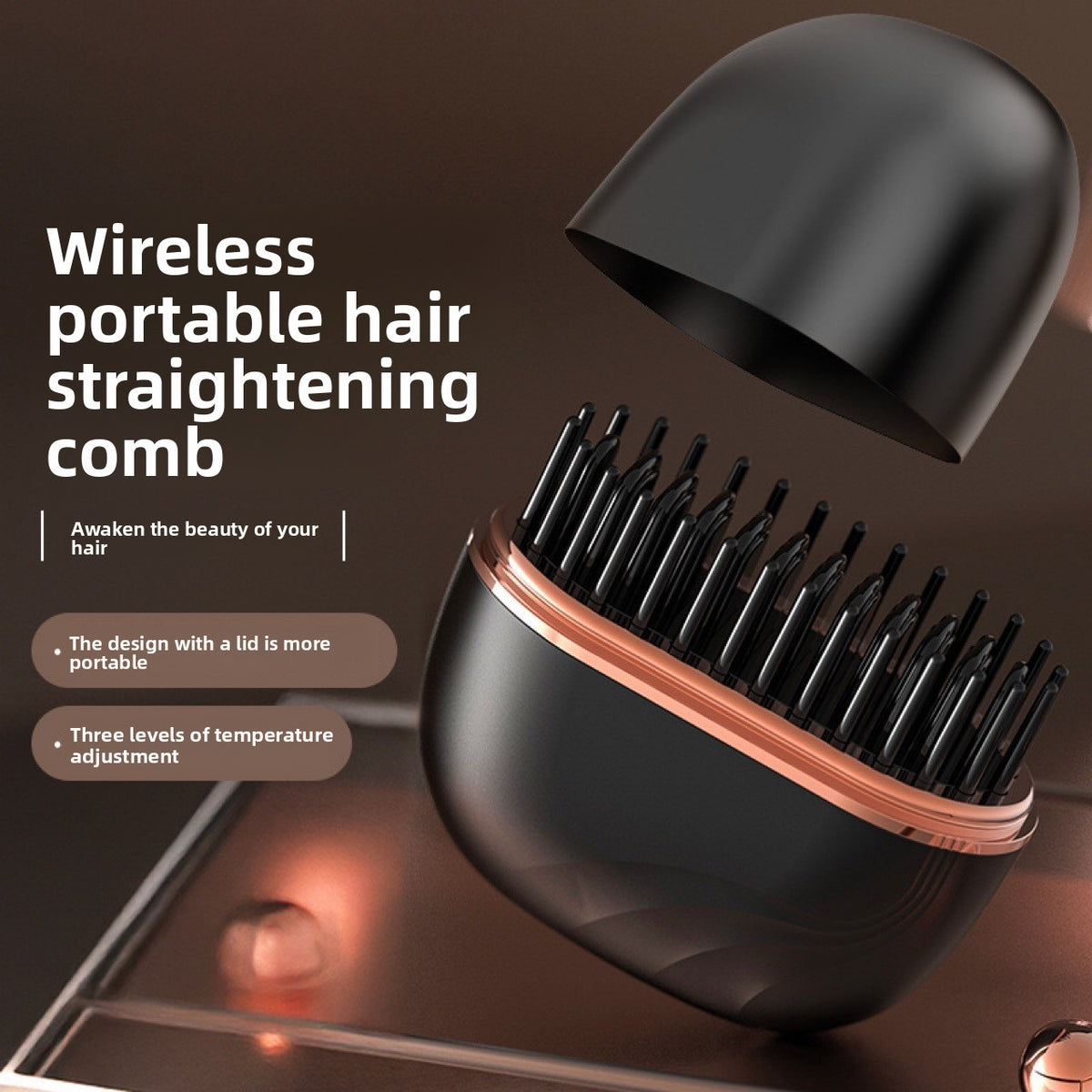 Wireless Hair Straightening Comb with Temperature Control