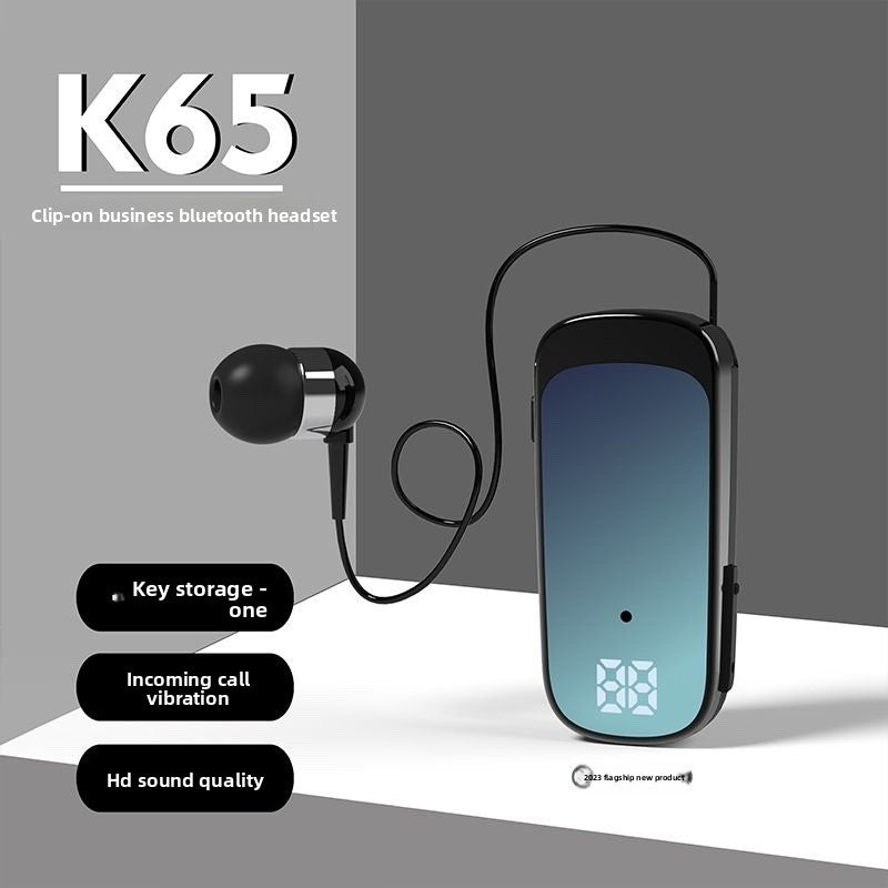 Clip-On Retractable Bluetooth Earphone with Digital Display