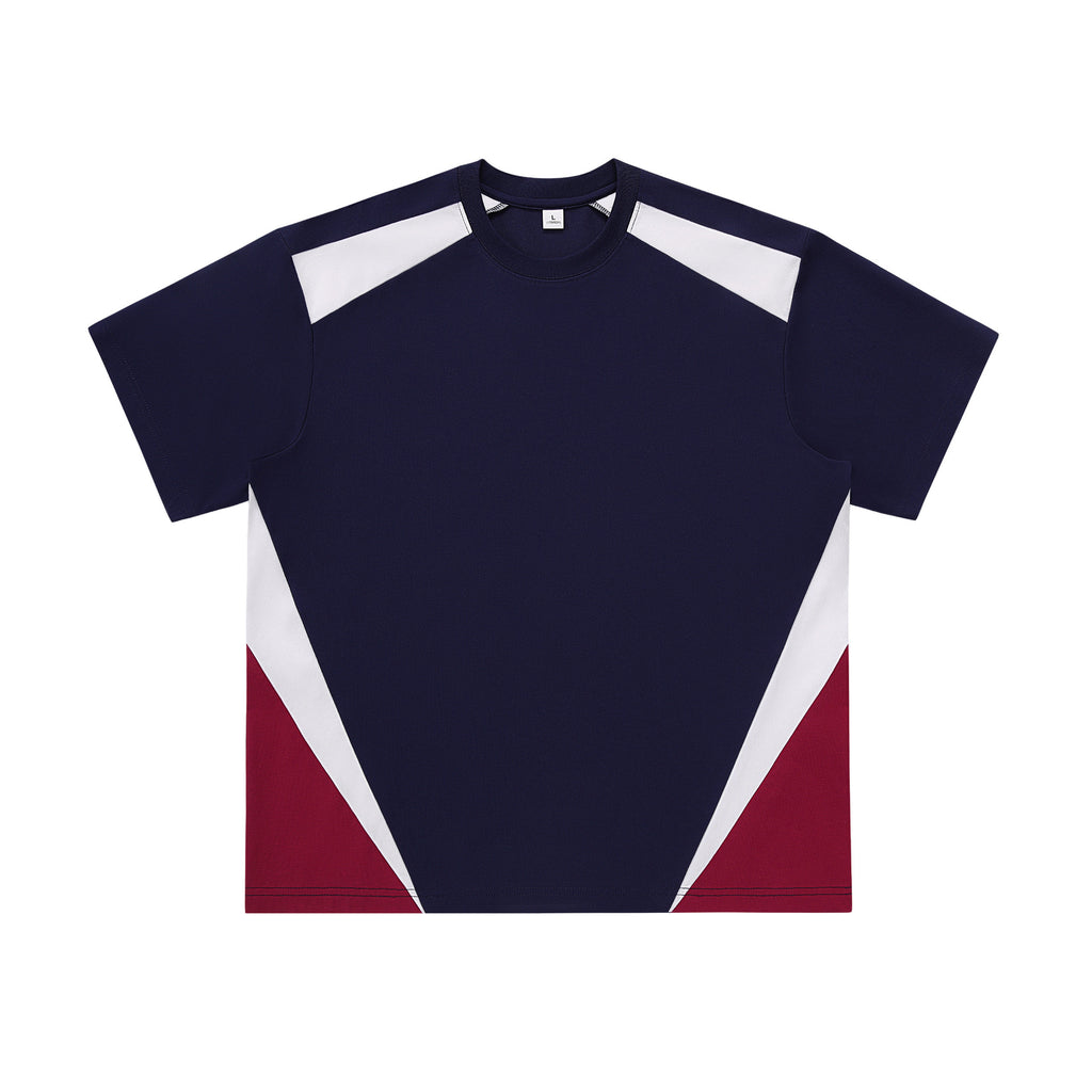 Men's Loose Fit Round Neck Short Sleeve T-Shirt Color Block Breathable Customizable
