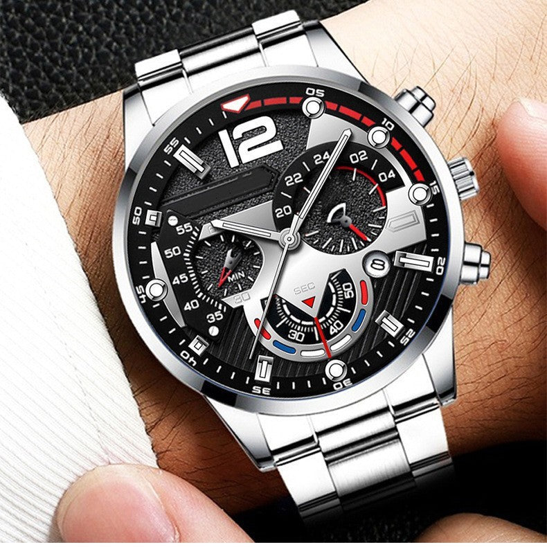 Men's Fashion Stainless Steel Quartz Wrist Watch with Calendar