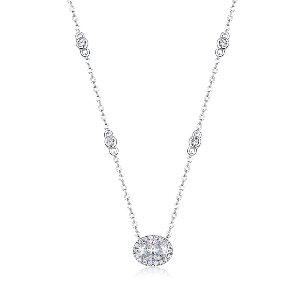 Sterling Silver Moissanite Geometric Pendant Necklace
