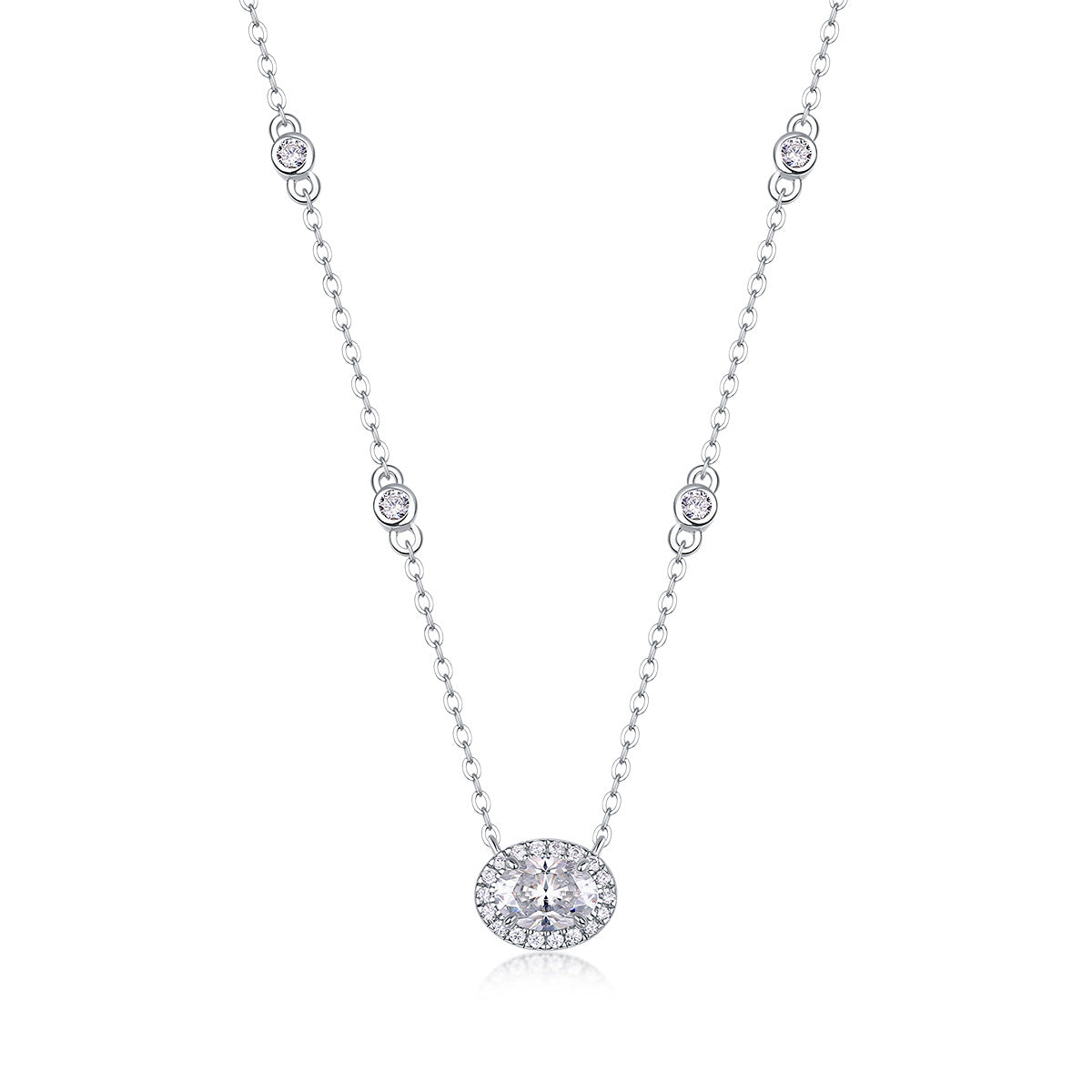 Sterling Silver Moissanite Geometric Pendant Necklace