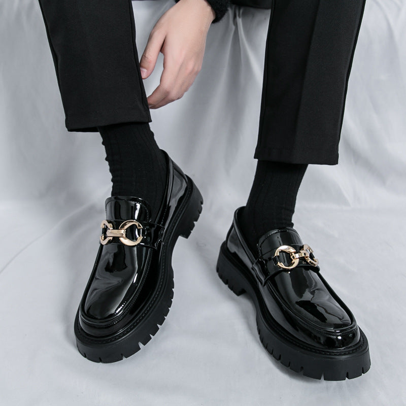 Mens Casual Leather Shoes with Horse Buckle