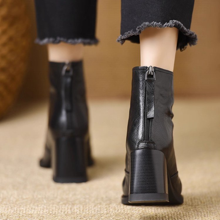 Women Retro Square Toe Ankle Boots