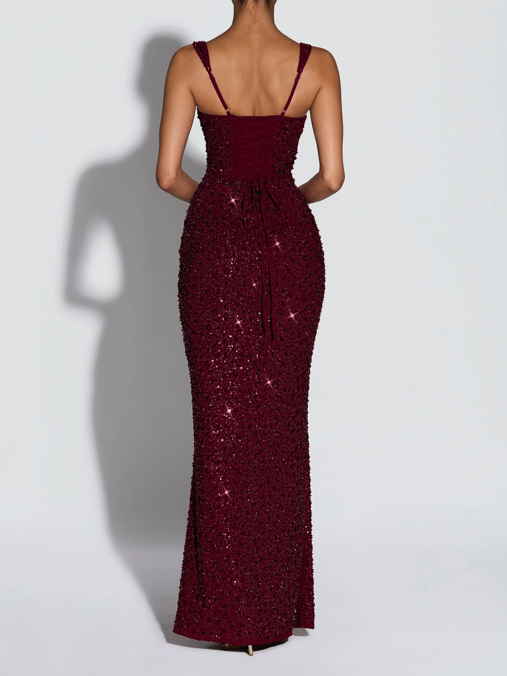 Women's Sequined Slim Fit Long Slip Dress Elegant Party Gown Sleeveless Evening Dress