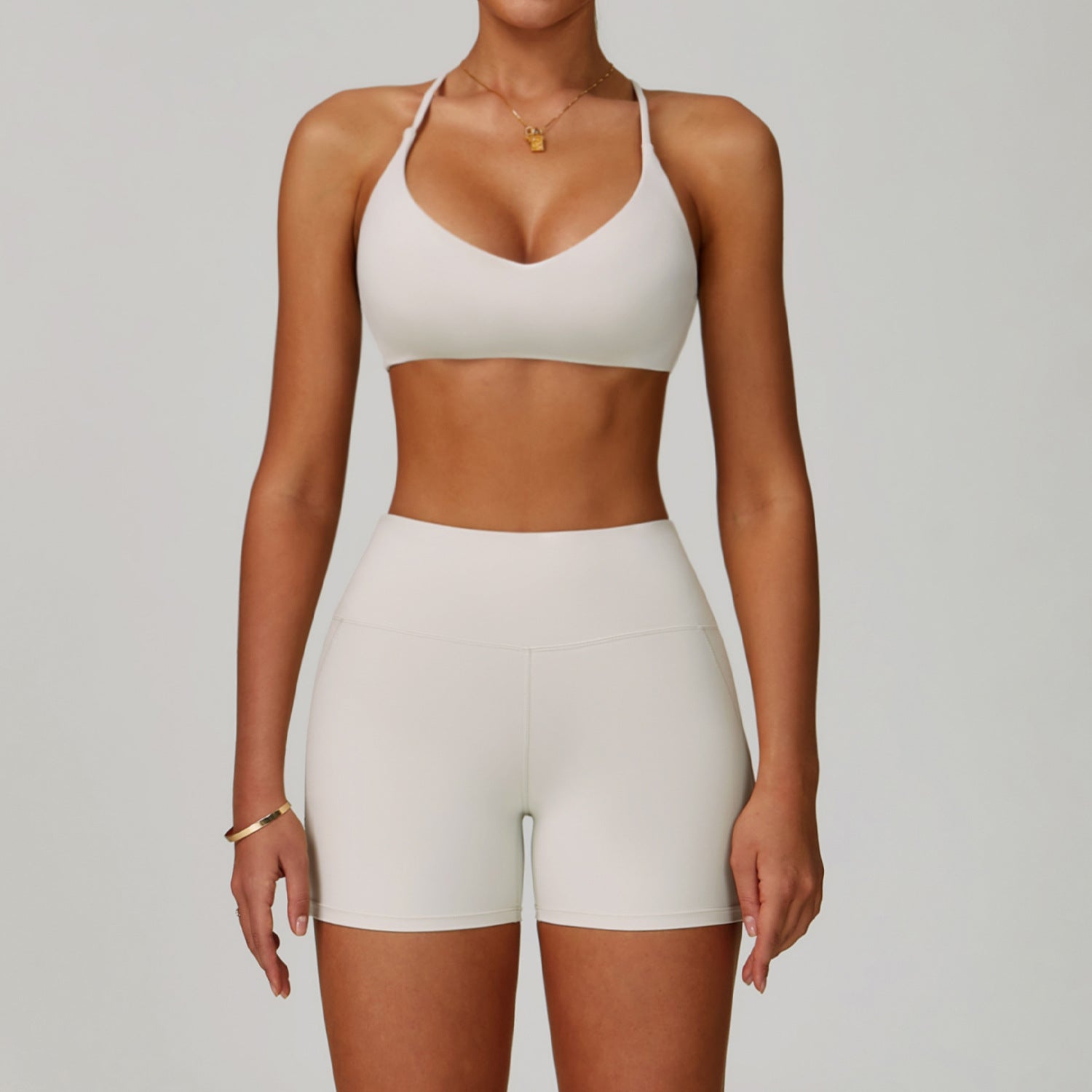 Womens Backless Yoga Fitness Set High-Intensity Sportswear