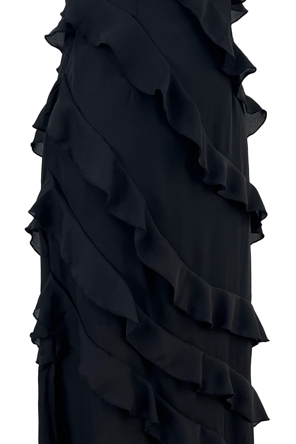 Elegant Chiffon Sling Dress with Flounce Hem