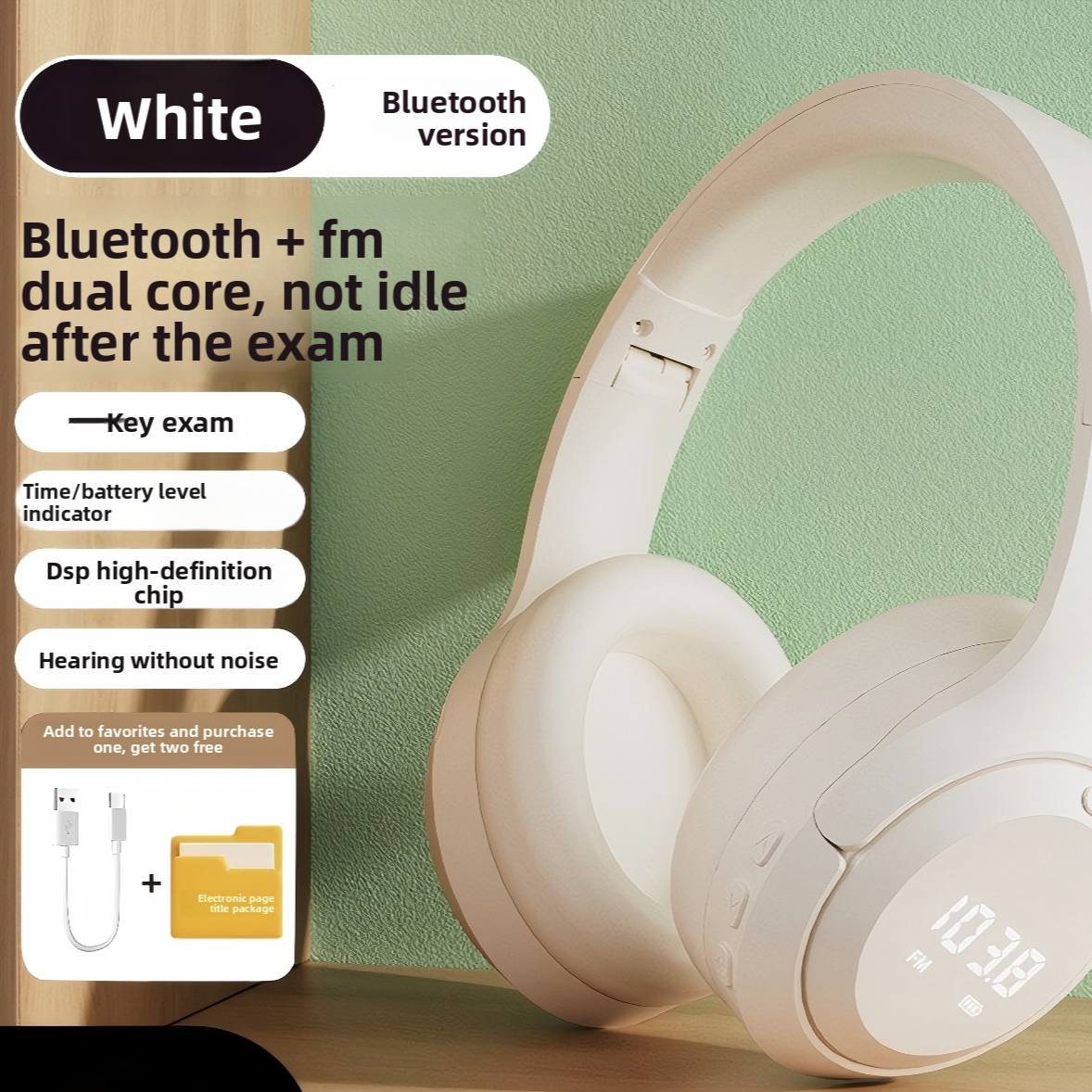 CET Exam Headphones with FM Radio and Bluetooth