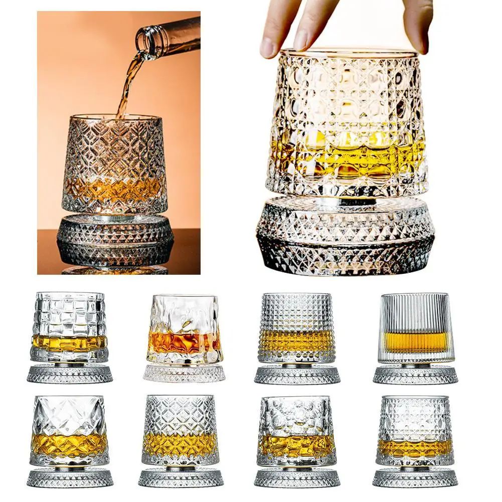 Rotating Base Whiskey Glass Set
