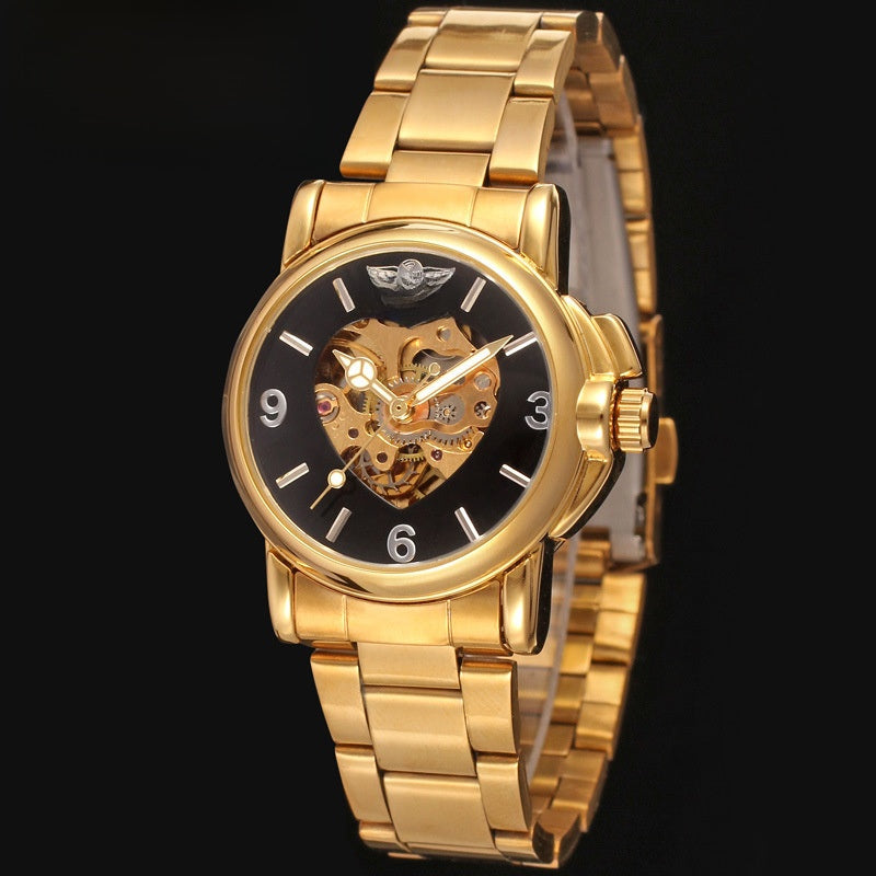 Handcrafted fully automatic mechanical watch with hollowed-out design