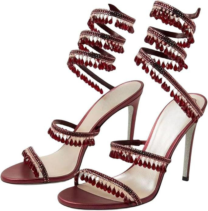 Women's glitter-studded ankle strap sandals