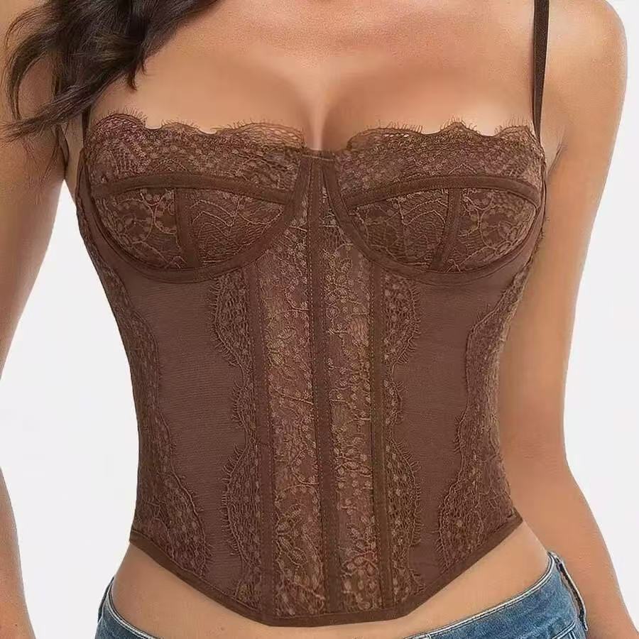 Women's Lace Mesh Camisole Top Slim Fit Streetwear