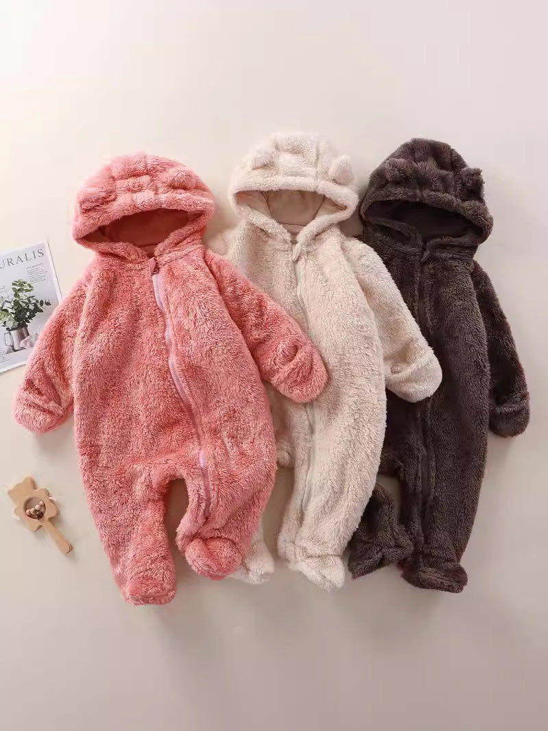 Infant Plush Jumpsuit with Hand and Foot Coverage