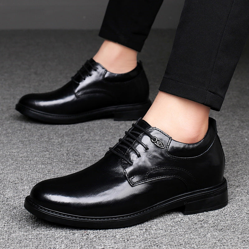 Mens Height Increase Leather Shoes Business Casual