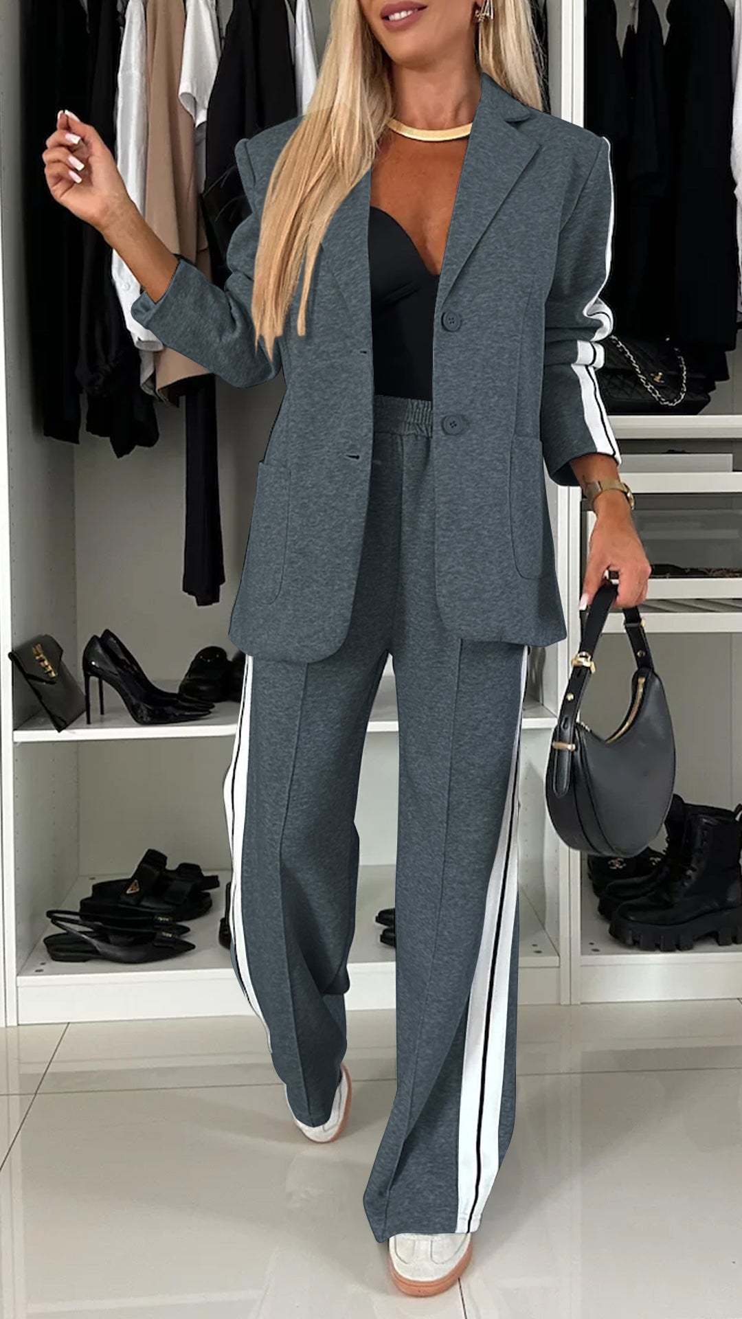 Women's Long Sleeve Lapel Casual Suit Set