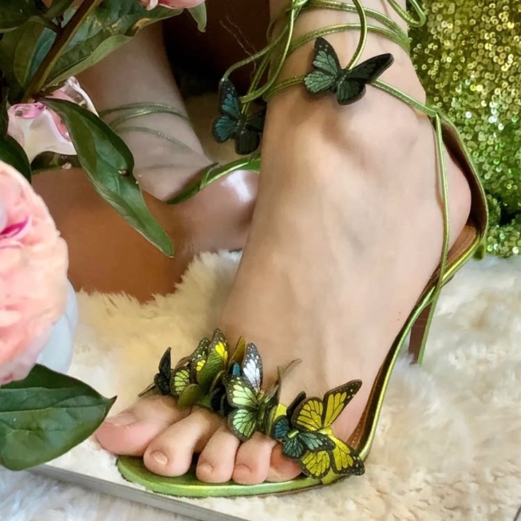 Strappy Butterfly High-Heeled Sandals