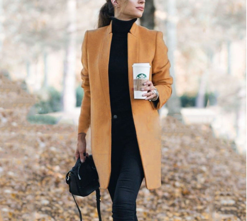 Women's Stand Collar Wool Blend Coat
