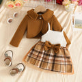 Baby Woolen Lapel Coat and Mesh Dress Set