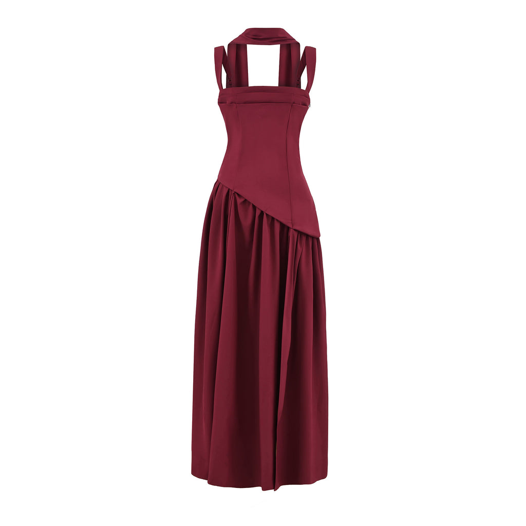 Irregular Hem Waist-Cinching Straps Dress