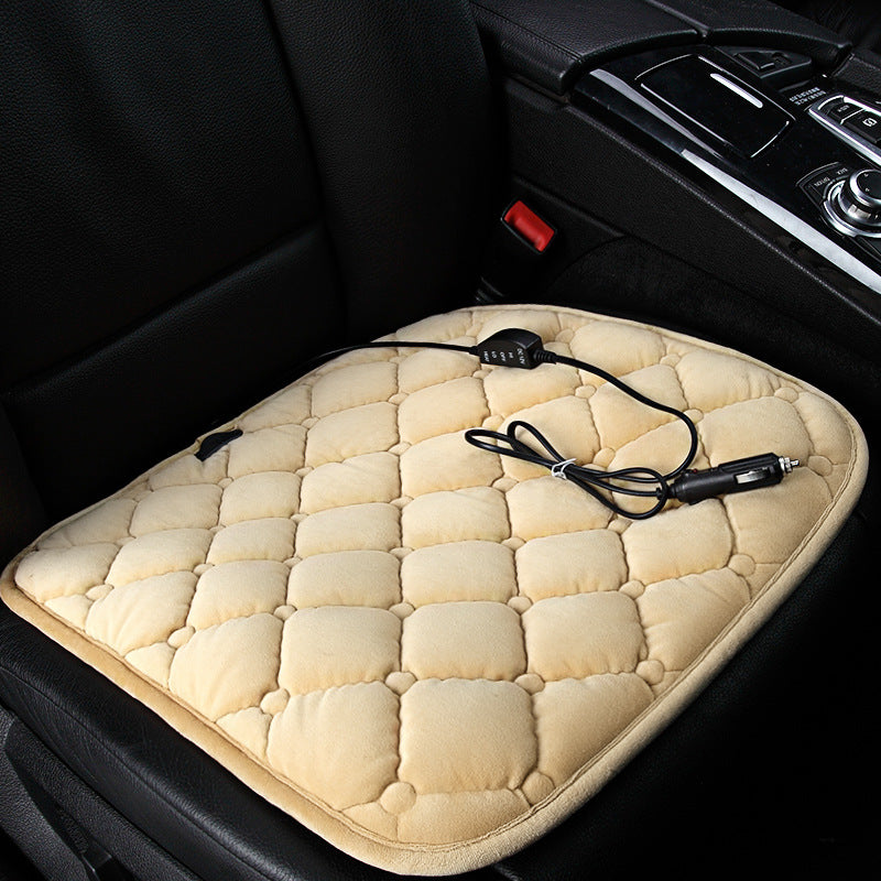 Car Heated Seat Cushion Plush Winter Electric Warming Single Seat Pad USB 12V